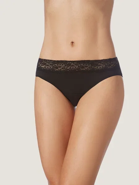 Zd ZERO DEFECTS Chiloți Diana lace mid waist Soy fiber' negru