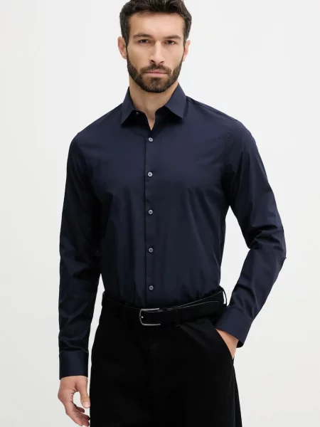 Calvin Klein koszula slim z kołnierzykiem klasycznym granatowy