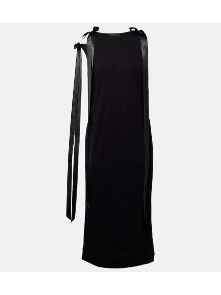 Rochie midi Simone Rocha cu funde din jerseu până la genunchi negru