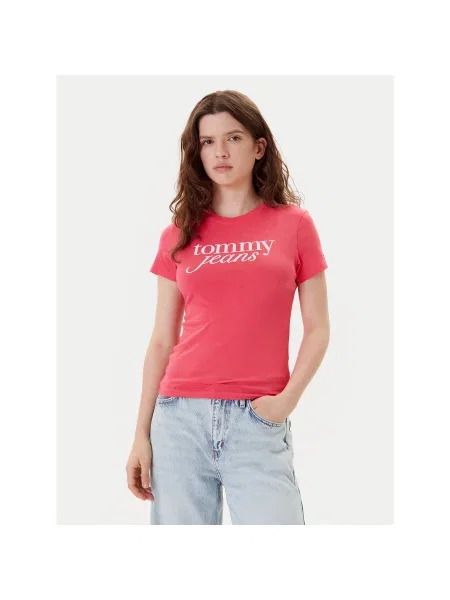 Tommy Jeans Marškinėliai Essential rožinė