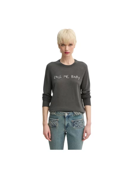 ZADIG&VOLTAIRE sweter kaszmirowy lekki szary