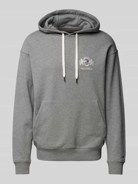 Haftowana bluza polarowa Tommy Hilfiger polarowa ze sznurkiem szara