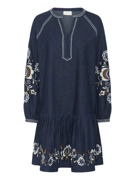 Cream Rochie Gro crem bleumarin / maro albastru