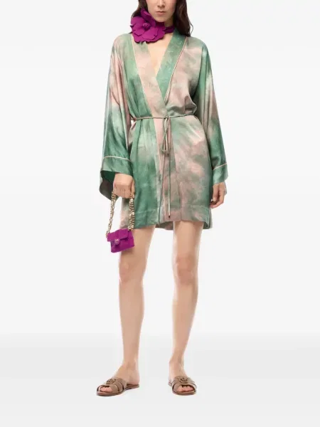 Cu centură curea Pinko din satin cu gradient verde