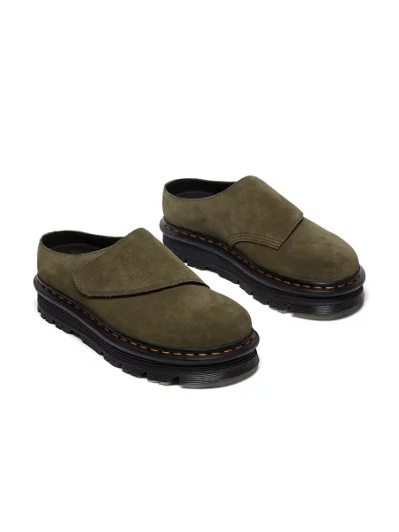 Dr. Martens klapki zamszowe ZebZag AnyWair Mule zielony