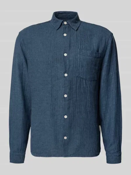 Koszula casualowa o kroju slim fit z mieszanki lnu i bawełny model NELSON' Redefined Rebel niebieska