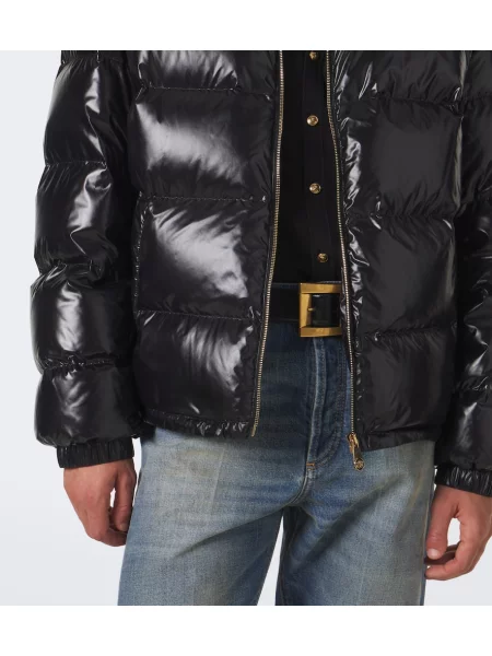 Geacă cu puf Versace cu glugă negru
