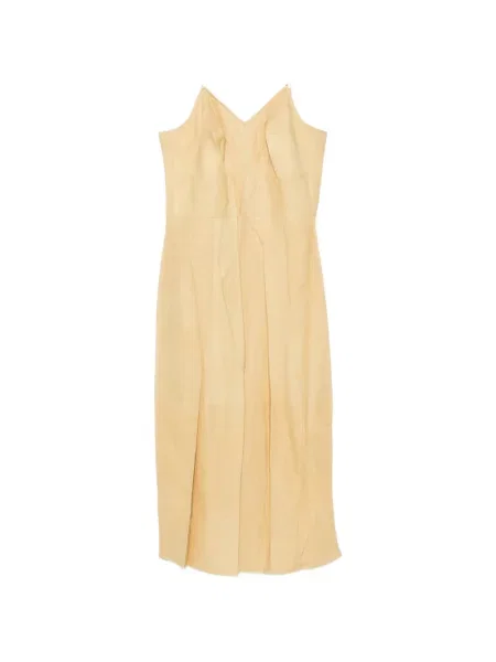 Rochie midi Calvin Klein Collection cu decolteu în V cu bretele galben