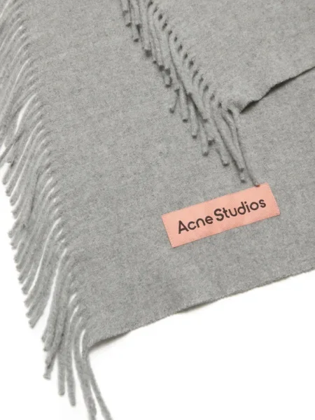 Fular Acne Studios cu franjuri de lână gri