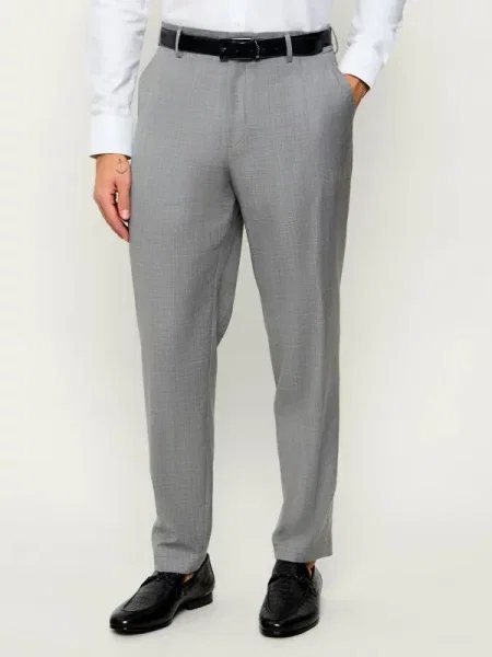 BOSS BLACK Gyapjú nadrág | Tapered fit fekete