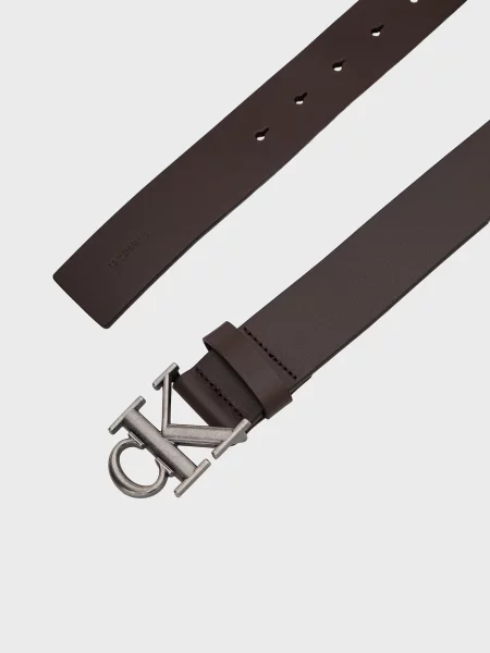 Кожаный ремень Calvin Klein с пряжкой коричневый