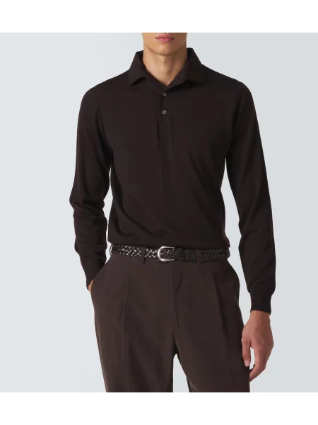 Volnena polo majica Lardini rjava