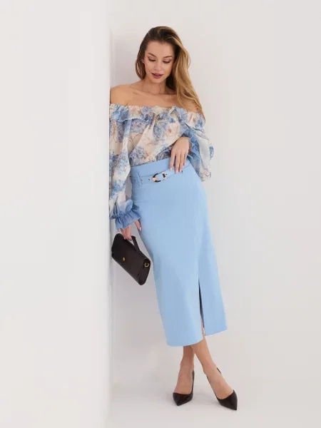 Fustă Rue Paris cu crăpătură albastru