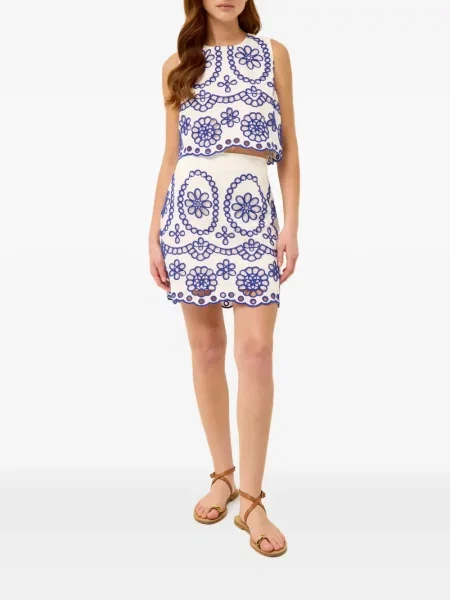 Top Marie Oliver cu broderie alb
