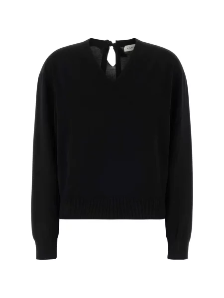 Pulover Lanvin cu funde cu decolteu în V negru