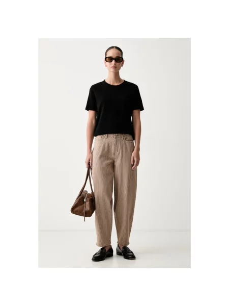 DKNY jeansy barrel beżowe