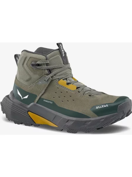 Buty trekkingowe Salewa Pedroc 2 Leather Mid Powertex zielony żółty 41 szary