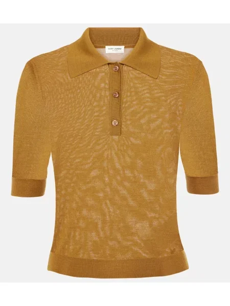 Volnena polo majica Saint Laurent rumena