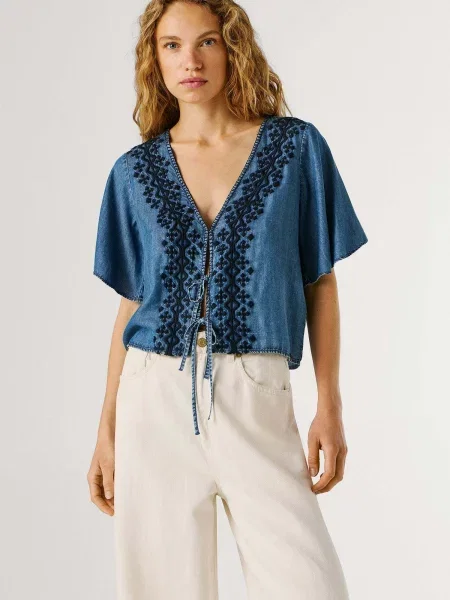 Pepe Jeans Palaidinė Cleo tamsiai / tamsiai džinso mėlyna