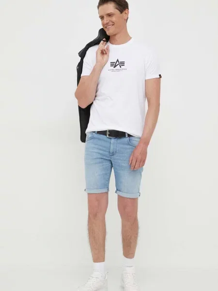 Tričko Alpha Industries Basic Mid Logo T-shirt white bílé