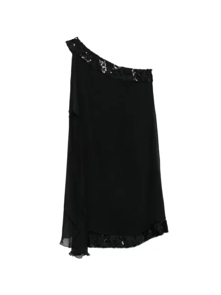 Rochie mini Alberta Ferretti cu paiete asimetrică negru