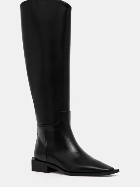 Kožené kozačky Vanda Novak Giselle na plochém černá