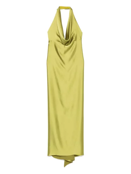 Satynowa maksi sukienka maxi Blanca Vita garniturowa zielona