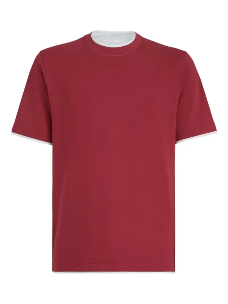 Tricou Brunello Cucinelli cu decolteu rotund roșu