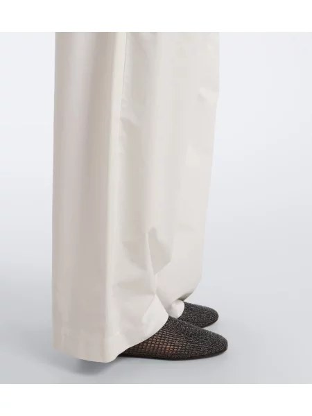 Pantaloni Brunello Cucinelli din poplin alb