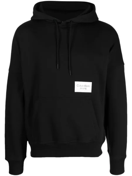 Hanorac cu glugă Calvin Klein cu imagine negru