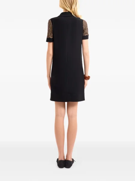 Mała sukienka koszulowa Gemy Maalouf z ćwiekami garniturowa brązowa