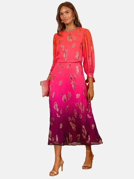 Love & roses Rochie bronz / portocaliu homar închis roz
