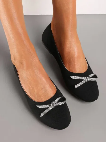 Balerini Incaltaminte Slip-On Talpa Plata Funda Pietre Stras Pimenna negri