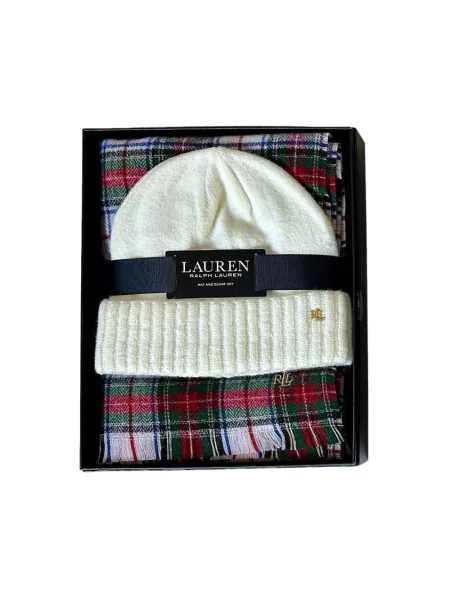 Szal i czapka z dodatkiem wełny model ‘Gift Box Set’ Lauren Ralph Lauren czerwona