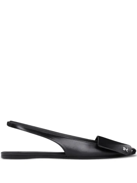 Balerini Courreges din piele slingback negru