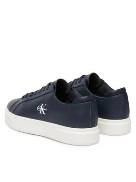 Calvin Klein Tenisice Basket Cupsole Laceup Lth Ml Tamnoplava bijela