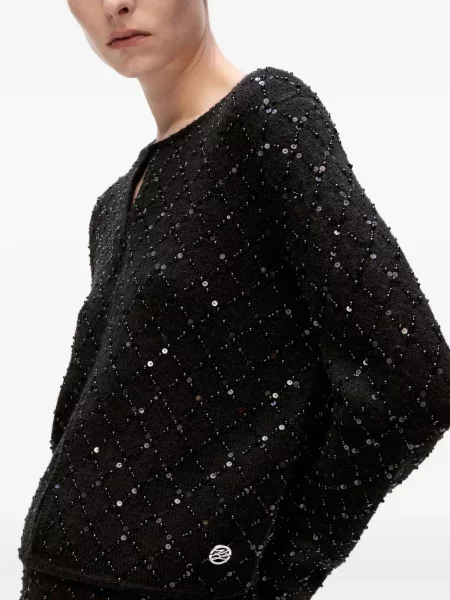 Cardigan Karl Lagerfeld cu paiete tricotate negru