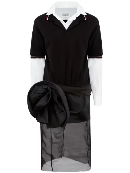 Sukienka midi Maison Margiela w kwiatki tiulowa do kolan czarna