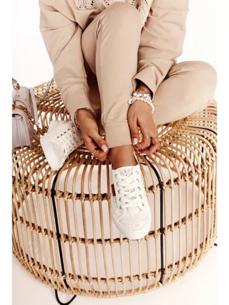 Čipkované tenisky Big Star Shoes biela