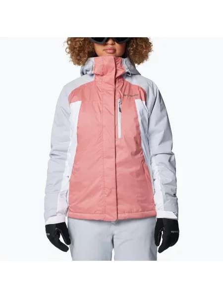 Kurtka narciarska Columbia Snowy Summit Ins pink agave/white/cirrus grey dobby biała
