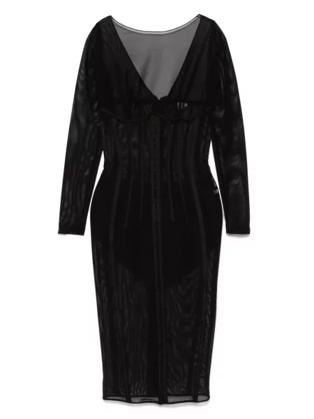 Sukienka midi Elisabetta Franchi tiulowa do kolan garniturowa czarna