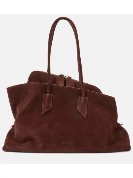 Geantă The Attico din piele de căprioară maro