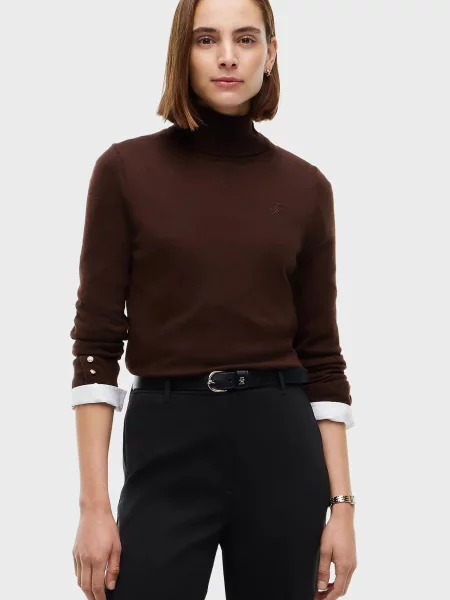 Вовняна водолазка Tommy Hilfiger для гольфу коричнева