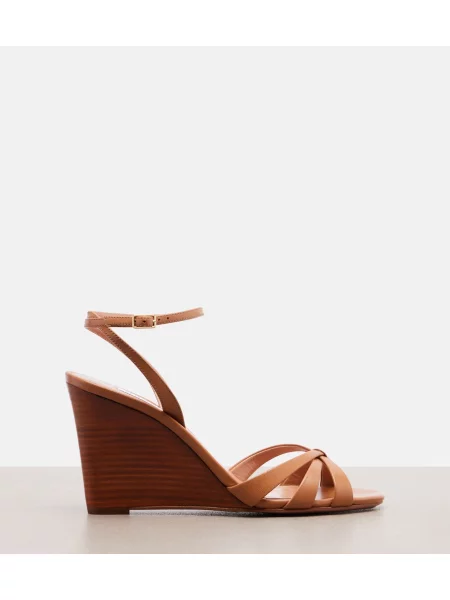 Sandale Aquazzura din piele cu pană maro
