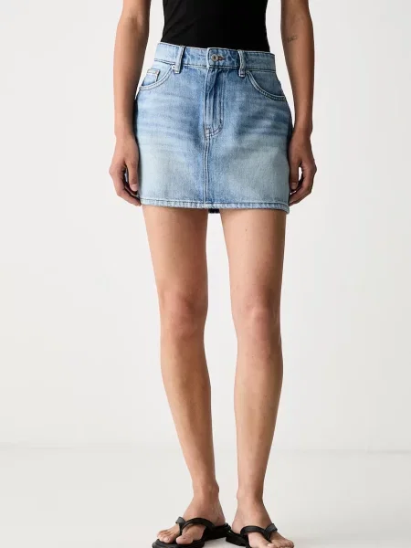 HUGO Blue fustă din denim albastru