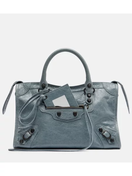 Top Balenciaga din piele gri