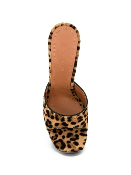 Sandale Amina Muaddi cu platformă cu imagine cu model leopard maro