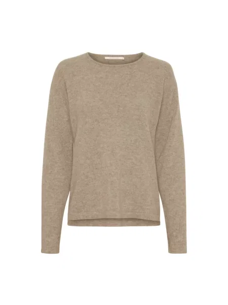 Sweter Btfcph z kaszmiru z okrągłym dekoltem brązowy