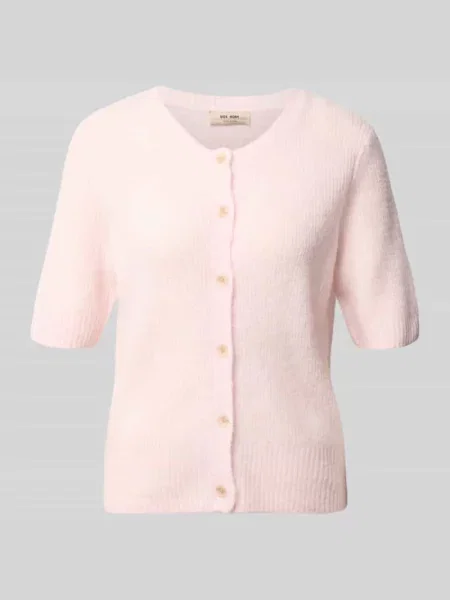 Kardigan z mieszanki wełny z rękawem o dł. model Thora' Mos Mosh różowy