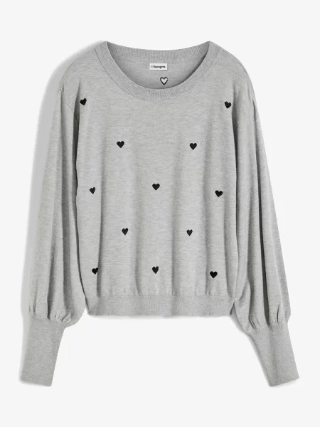 Cienki sweter z mieszanki szary